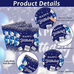 Elegant 18th Birthday Party Supplies Set for 50 Guests – Blue & Silver Theme