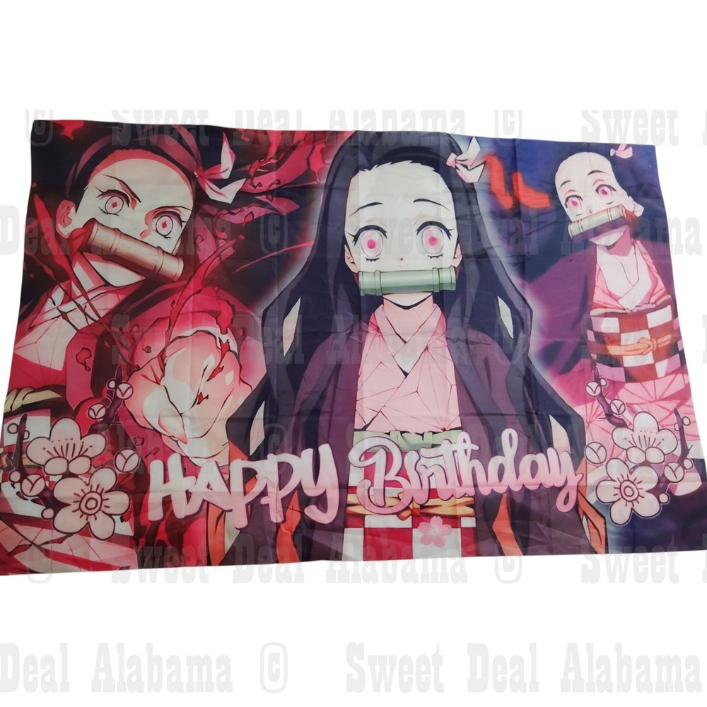 Nezuko Birthday Backdrop 59″x39″ – Demon Slayer Party Banner, Anime Décor