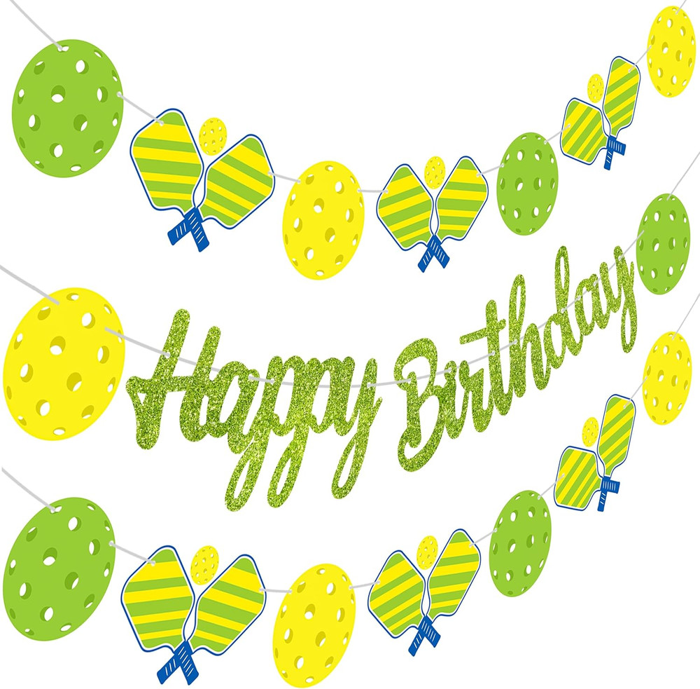 Pickleball Birthday Party Decorations Green Pickleball Happy Birthday Banners De
