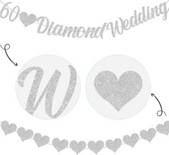 Luxury 60th Diamond Anniversary Party Decorations: Banners, Balloons & Ribbons