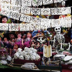 White Papel Picado Banner, 33ft Plastic Mexican Flag with 5 Designs, Fiesta D…