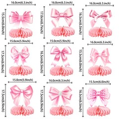 9 PCS Pink Bowknot Honeycomb Table Centerpieces Baby Shower Birthday Decor