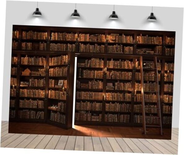 7x5ft Magic Bookshelf Backdrop Magical Wizard Library Opening Door 7x5FT B1-331