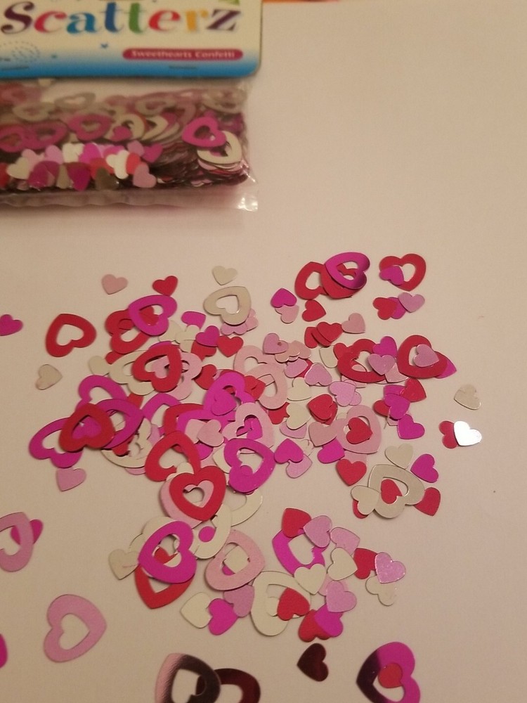 9 Bags Foil Hearts Confetti Metallic Scatter For Parties Envelopes Weddings