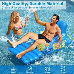 Inflatable Pool Lounger Float, Heavy Duty Pool Floats for Adults with Innovat…