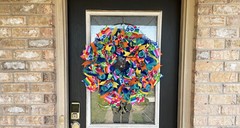Birthday Balloon Party Front Door Deco Mesh Wreath Festive Bright Cheerful