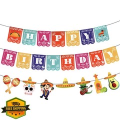 KatchOn Mexican Happy Birthday Banner Orange Fiesta Garland