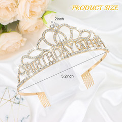 Gold Birthday Queen Crown Birthday Women Girls, 1 Count (Pack of 1)