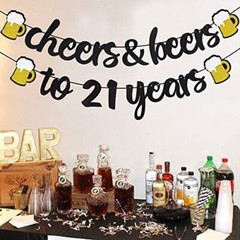 2pcs. 21st Birthday Decorations, «Cheers & Beers» & «to 21 years» Party Supplies