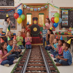 1 Pack 10 X 3.25 Ft Railroad Track Aisle Runner Train Track Floor Runner Long Wi