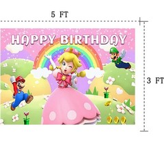 7PCS Set Princess Peach 5th Birthday Decoration Backdrop Big Foil B…