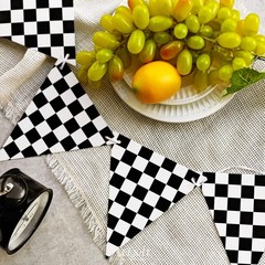 Letjolt Checkerboard Triangle Banner Decoration 10 feet, Black and White