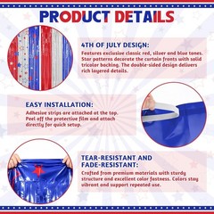 Vibrant Red, Silver & Blue Foil Streamer Backdrop – Perfect for Independence Day