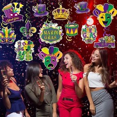 30pcs Mardi Gras Decorations Party Supplies Mardi Gras Tinsel Garland Hanging Sw