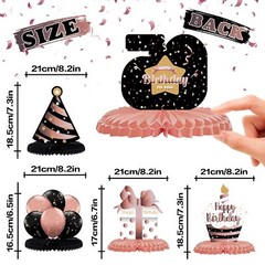 Happy 65th Birthday Rose Gold Table Honeycomb Centerpieces Cheers to 65th Bir…