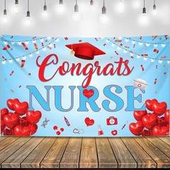 Red and Blue Congrats Nurse Banner – XtraLarge, 72×44 Inch | Graduation Banner,