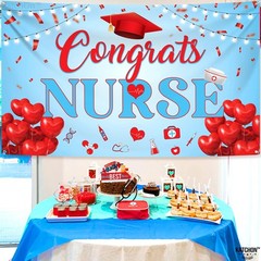 Red and Blue Congrats Nurse Banner – XtraLarge, 72×44 Inch | Graduation Banner,