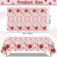4 Pack Strawberry Tablecloth Pink Strawberry Birthday Party Decorations Berry