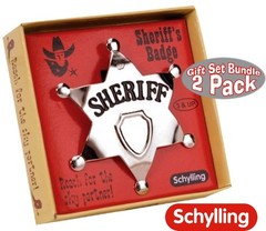 Classic Metal Handcuffs & Law Man Sheriff’s Badge Gift Set Bundle 2 Pack