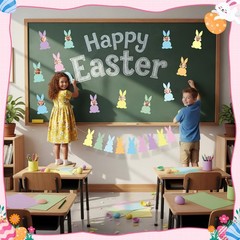80 PCS Easter Bunny Cutouts Pastel Paper Bulletin Board Decor DIY Craft Kit
