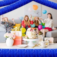3 Pack 10 Ft Blue Foil Fringe Garland Metallic Streamers Tinsel Banner Wall