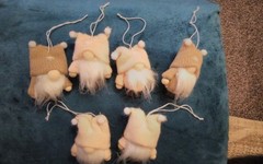 6 piece Gnome/Gonk Doll Pendants. Hanging Decor. 5 Pink & 2 brown.