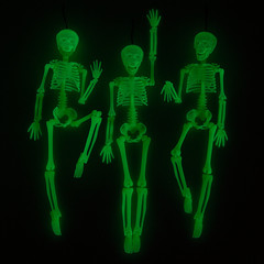 16″ Hanging Posable Glow-in-the-Dark Skeletons Halloween Decoration – 3 Pc.