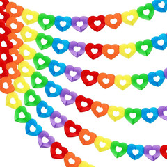JULMELON 10 Pack Rainbow Heart Banner, 98.4ft Pride Hanging Decorations Gay Pape