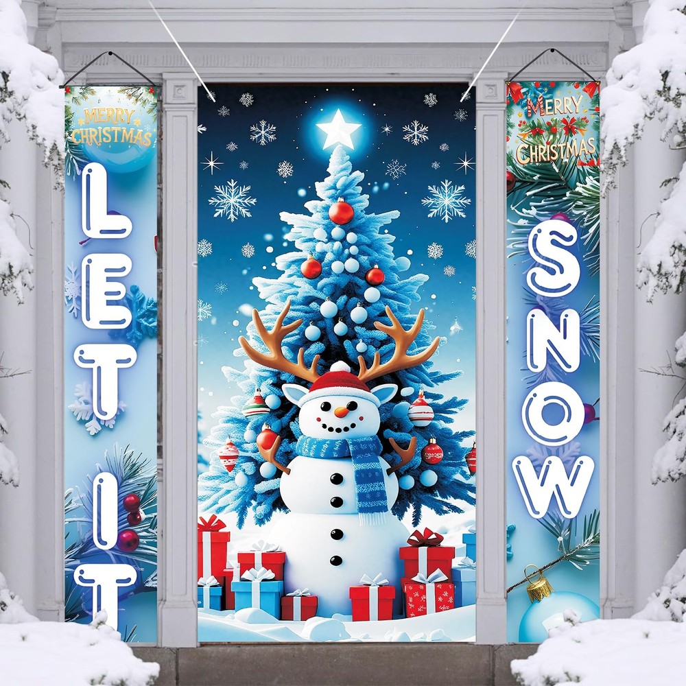 3Pcs Christmas Decorations Outdoor Indoor â€“ Merry Christmas Banner Set with…