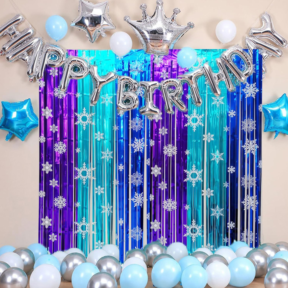 Snowflake Party Decorations 2 Pack Winter Ice Birthday Party Supplies 3.3X6.6Ft