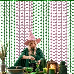 2 Pack Wicked Backdrop – 3.3 X 6.6 Ft Pink and Green Foil Fringe Curtains, Wi…