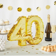 Sparkle and Bash Gold Foil Number 40 Pinata – Gold Foil Elegance for 40th Birth