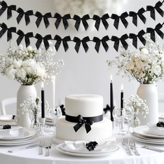 2pcs Bow Garland Banner, Ribbon Bow Party Decorations for Baby Shower Girls B…