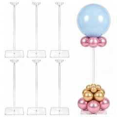 6 Pack 15.75 Inch Clear Acrylic Balloon Stands, 15.75 Inch Balloon Stand Kit …
