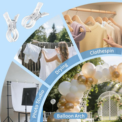 10 Pack Balloon Arch Clips for Backdrop | Plastic Transparent Spring Clamps | 3.