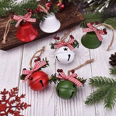 Cute Christmas Bells with Holly Tree Ornaments Hanging Party Decor 6x
