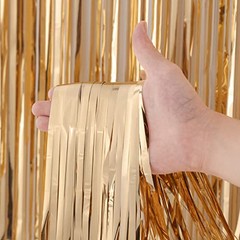 2 Pack Foil Fringe Backdrop Curtains, 39.6″W x 98.4″L (Pack of 2) Champagne