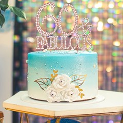 Rose Gold 60th Birthday Cake Topper Metal Rhinestone 60 & Fabulous Decor