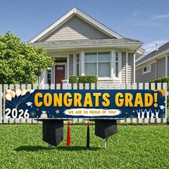Congratulations Yard Banner Class of 2026 Graduation Party Decorations Blue Gold