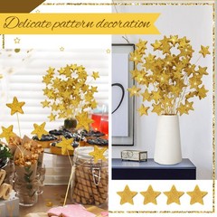24 Glitter Star Picks 13.8» Foam Sticks for Wedding, Birthday, Craft Decor