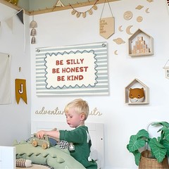 Blue Room Decor, Boy Nursery Decor Boho Classroom Wall Hanging Canvas Banner,…
