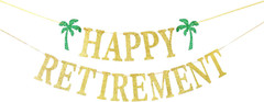 Gold Glittery Happy Retirement Banner, Official Retired Decor – Retirement Party