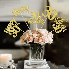 15-Pack Gold 30th Birthday Centerpiece Sticks Cheers to 30 Years Table Toppers