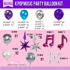 Chrome Purple and Blue Disco Balloon Garland Arch Kit 160Pcs Metallic Disco Part