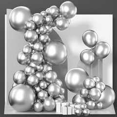 Silver Balloons 140 pcs Different Sizes of 18 12 10 5 Inch Silver Balloon Arc…
