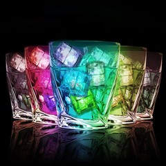 12Pcs Waterproof LED Light Up Ice Cubes for Drinks Colors Flashing Glow in Water