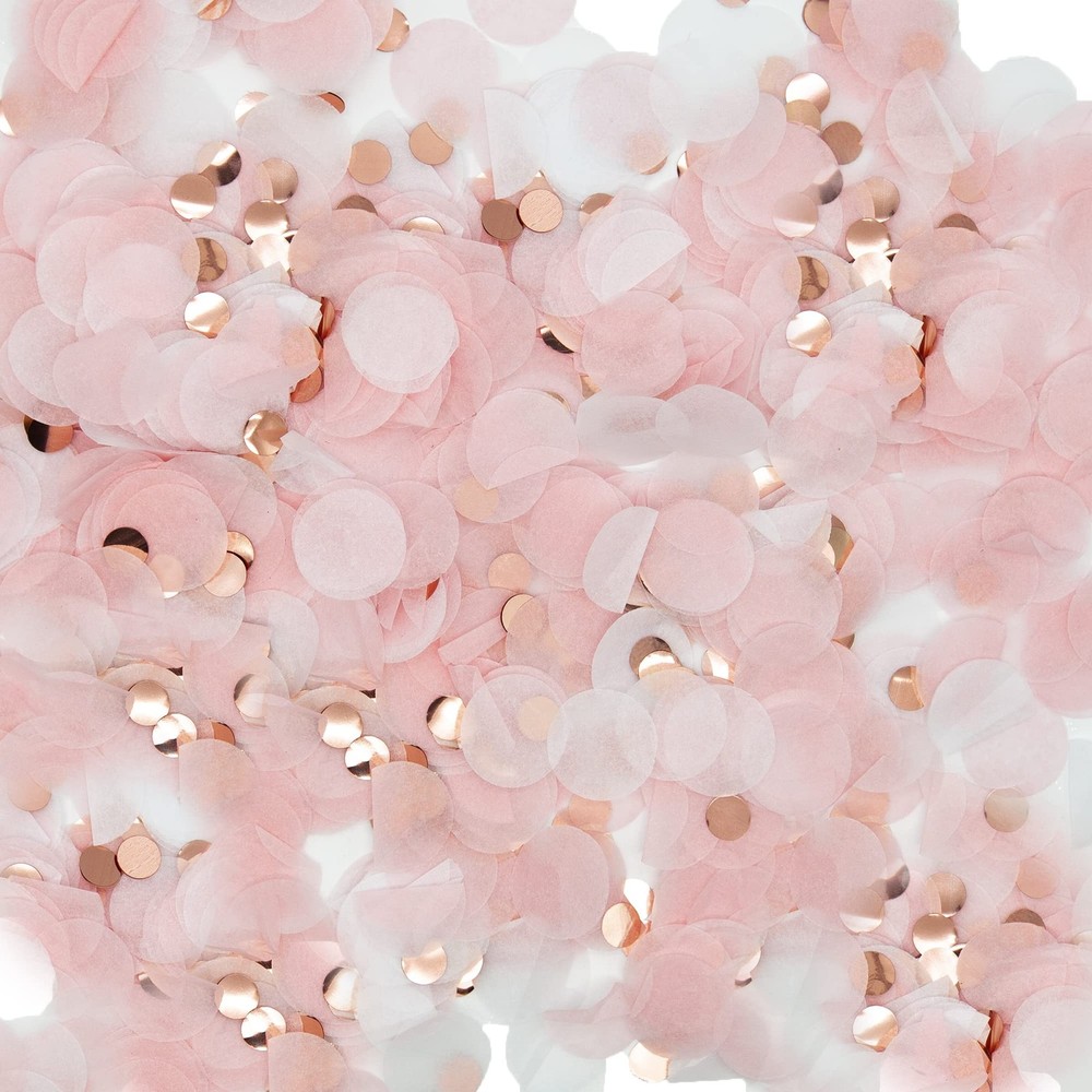 1.76oz Round Tissue Confetti Glitter Rose Gold Pink White Party Decorations