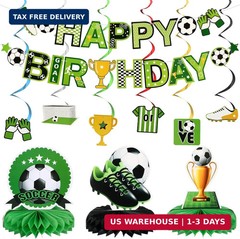 Hanaive 16 Pcs Soccer Birthday Party Decorations Include Soccer Happy Birthday B