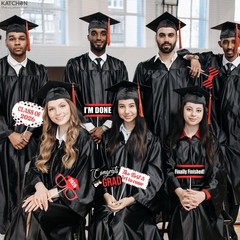 Red Graduation Photo Props 2026 – Pack of 23 | Photo Props for Red & Black Gradu
