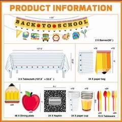Back To School Party Decorations Set for 24 Guests, 195 Pieces, Classroom-Cut…
